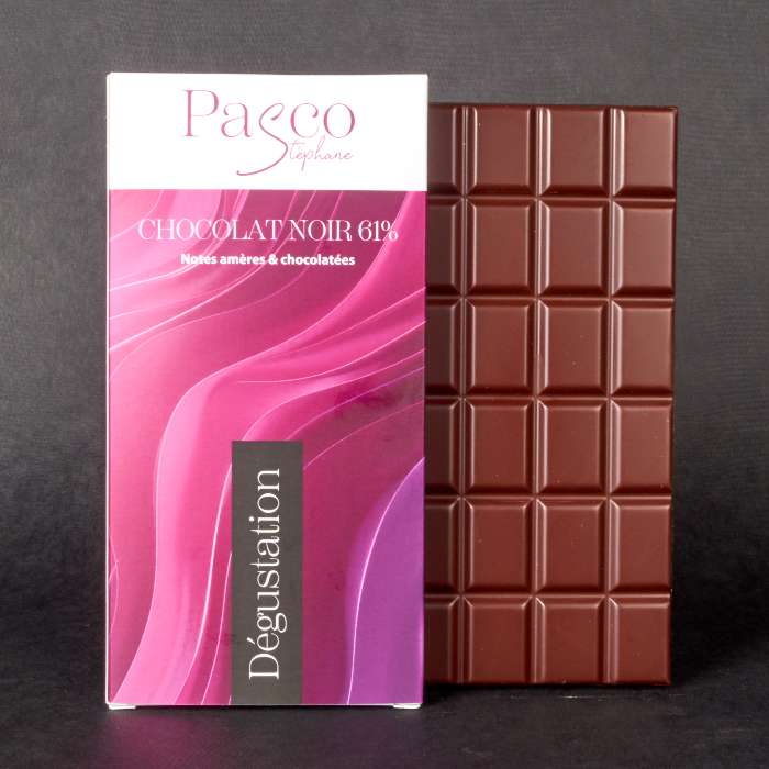 Tablette de Chocolat Noir 61% Dégustation de Stéphane Pasco, artisan Chocolatier à Nantes et Vertou