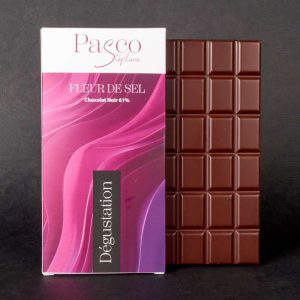Tablette de Chocolat Noir 61% Fleur de Sel Dégustation de Stéphane Pasco, artisan Chocolatier à Nantes et Vertou