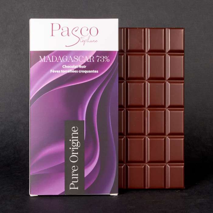 Tablette de Chocolat Noir Madagascar 73% Pure Origine de Stéphane Pasco, artisan Chocolatier à Nantes et Vertou