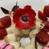 Détail d'un coquelicot sur un Number Cake, de Stéphane Pasco, artisan Pâtissier à Nantes et Vertou