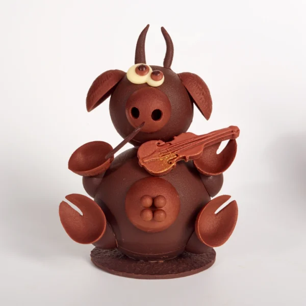 Meuhzart la Vache Violoniste 170 g : Montage en Chocolat Noir et Lait